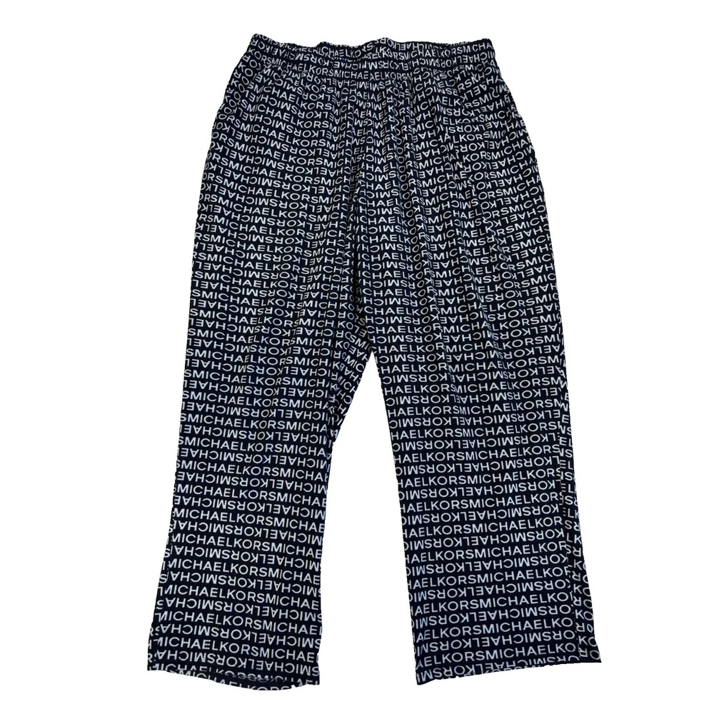 Michael Kors Men's Lg Blue Soft Fleece Pajama Lounge Pants Cabincore Cozy